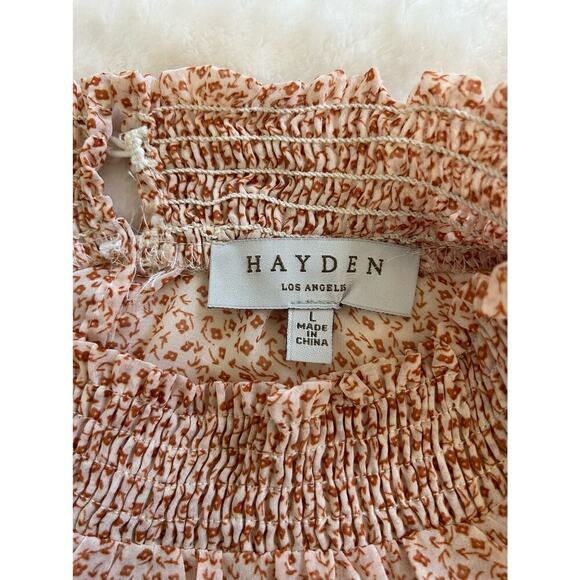Hayden Los Angeles FloralbSmock Neck Blouse Size L - Picture 4 of 12